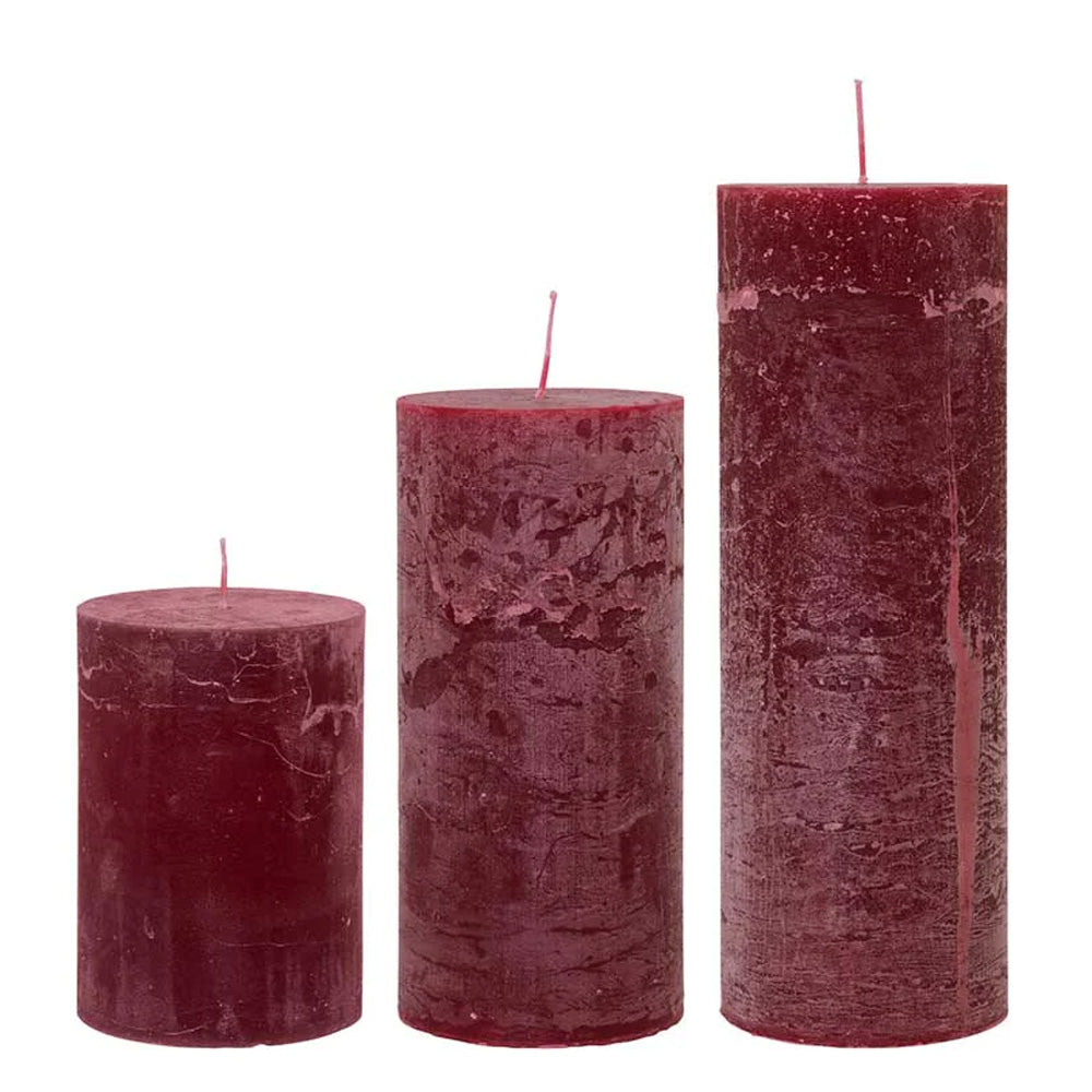 Cozy Living Rustikke bloklys Winter Red Ø7cm