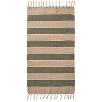 Ib Laursen Gulvløber Creme Beige og Olivengrønne Striber
