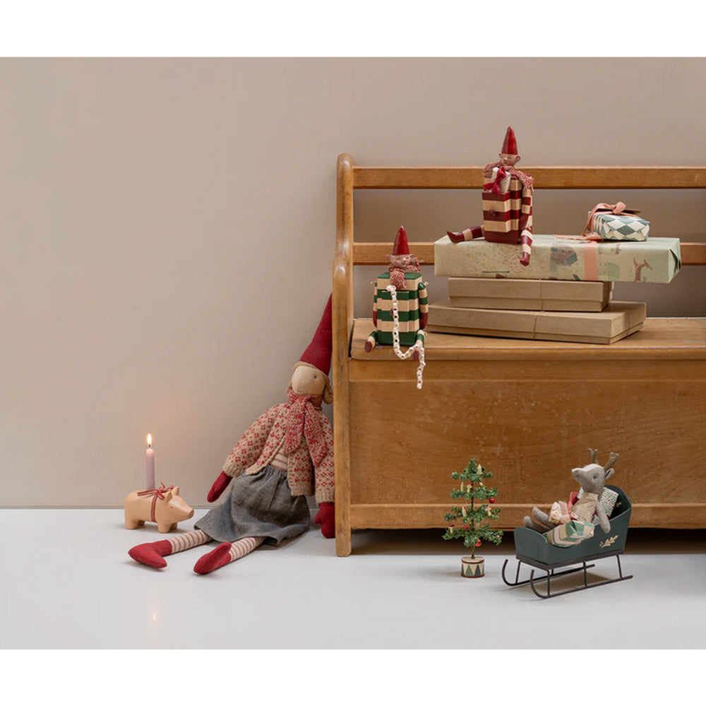 Maileg Nisse Str. 4 - Pige - Nederdel og Cardigan