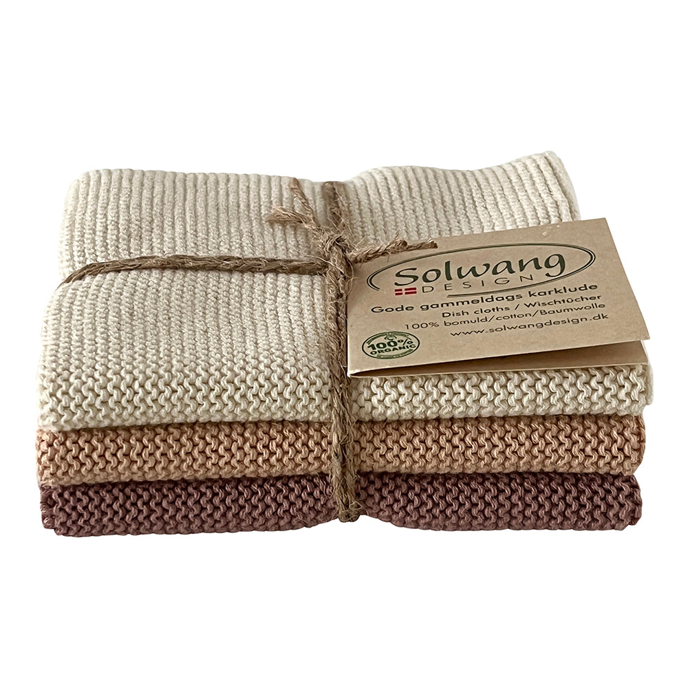 Solwang Design karklude 3 stk Natur/Lys & Mørk Nougat