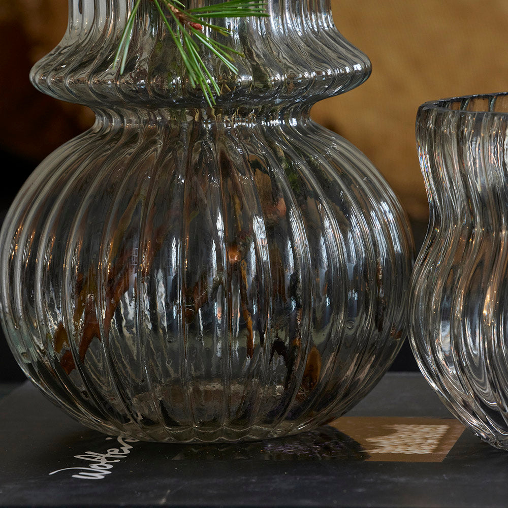 Speedtsberg Vase med Riller Varm Grå Glas