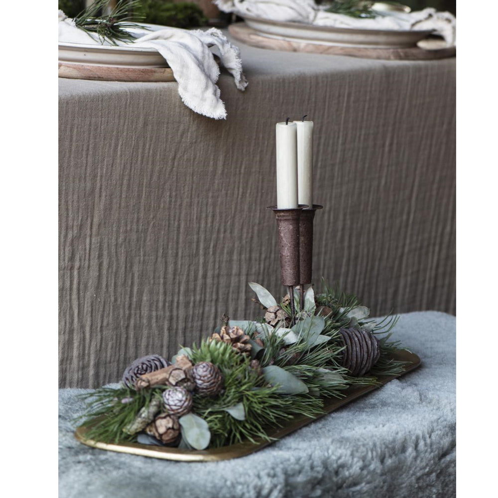 Bakke med bladmønster antik messing finish L 59cm - Metal