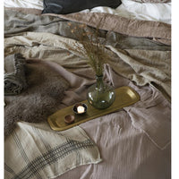 Bakke med bladmønster antik messing finish L 59cm - Metal