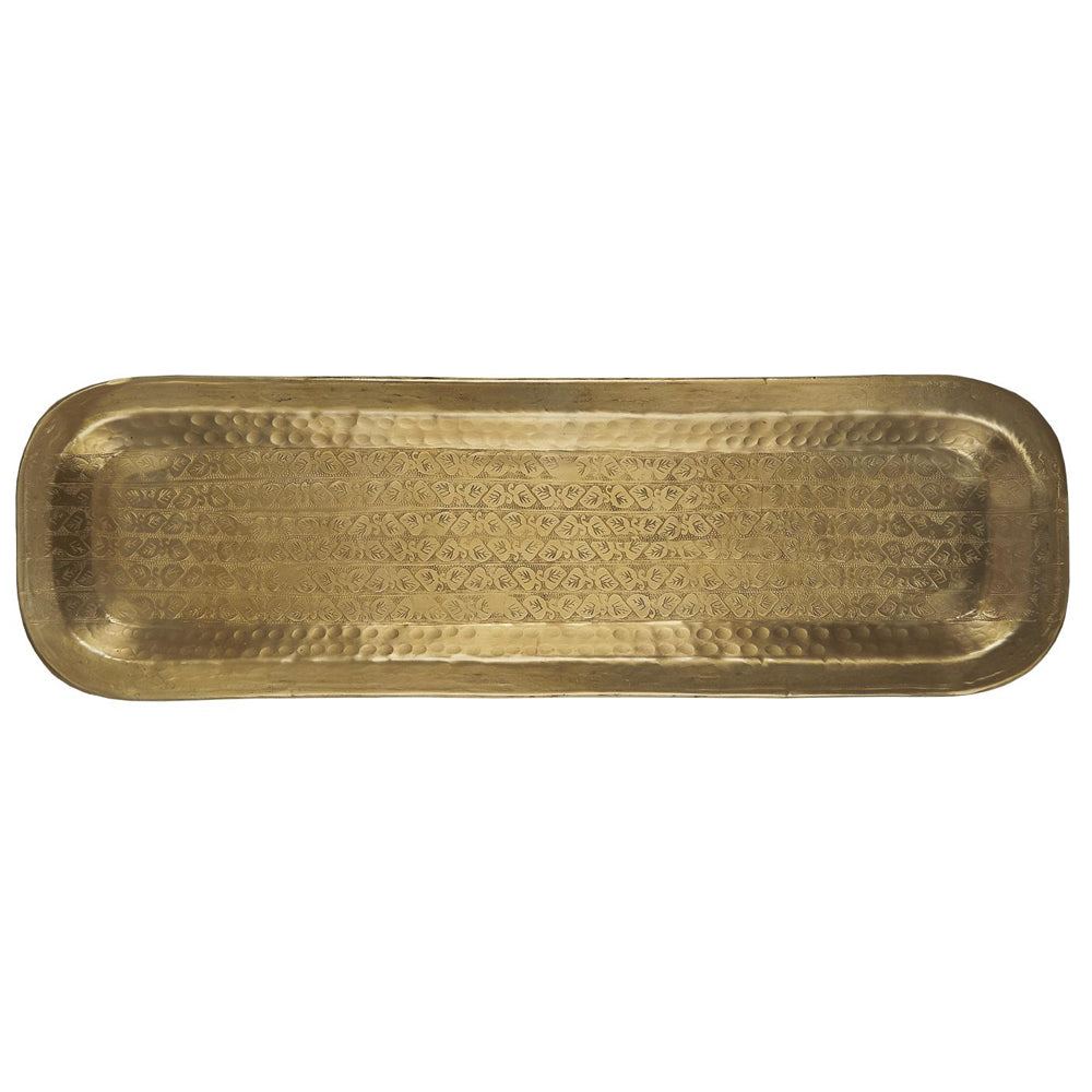 Bakke med bladmønster antik messing finish L 59cm - Metal