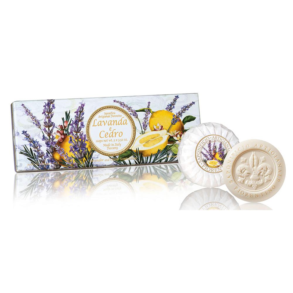 Vegetabilsk sæbe Lavendel Citron i æske 3x100g - Sæbe i æske