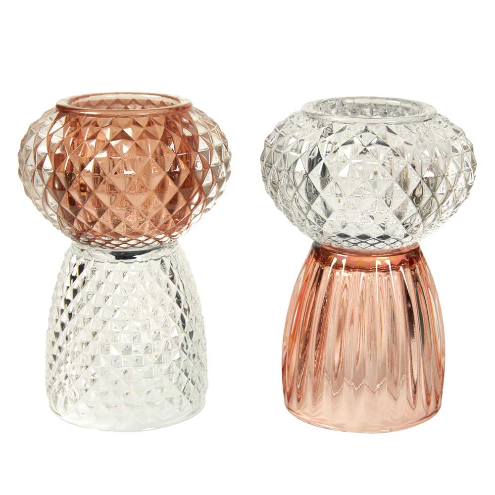 Speedtsberg Fyrfadsstage Rose og Klar Glas