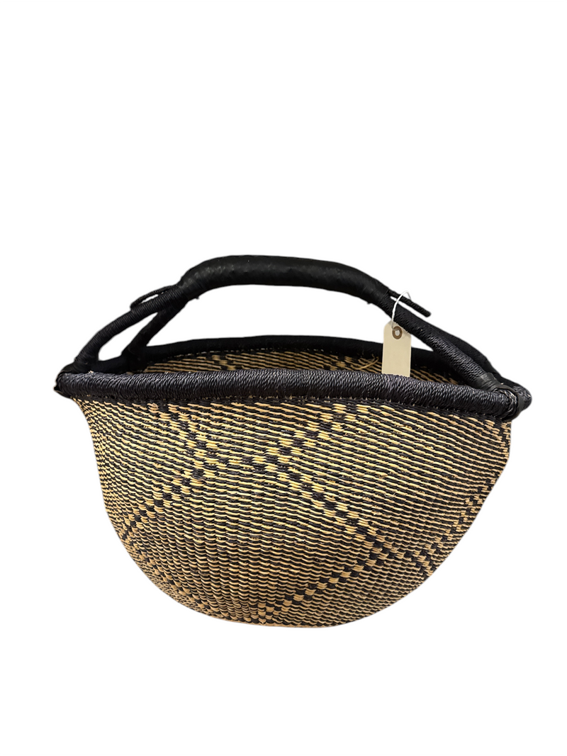 Hammershus Fairtrade Bolga kurv med hank large Natur sort
