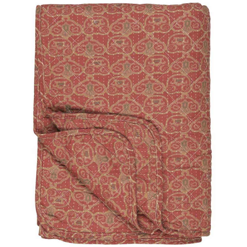 Ib Laursen Quilt faded rose og blokmønster 130x180cm