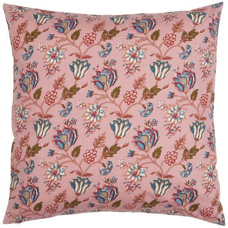 Ib Laursen pudebetræk Amanda coral almond med blå blomster 50x50cm