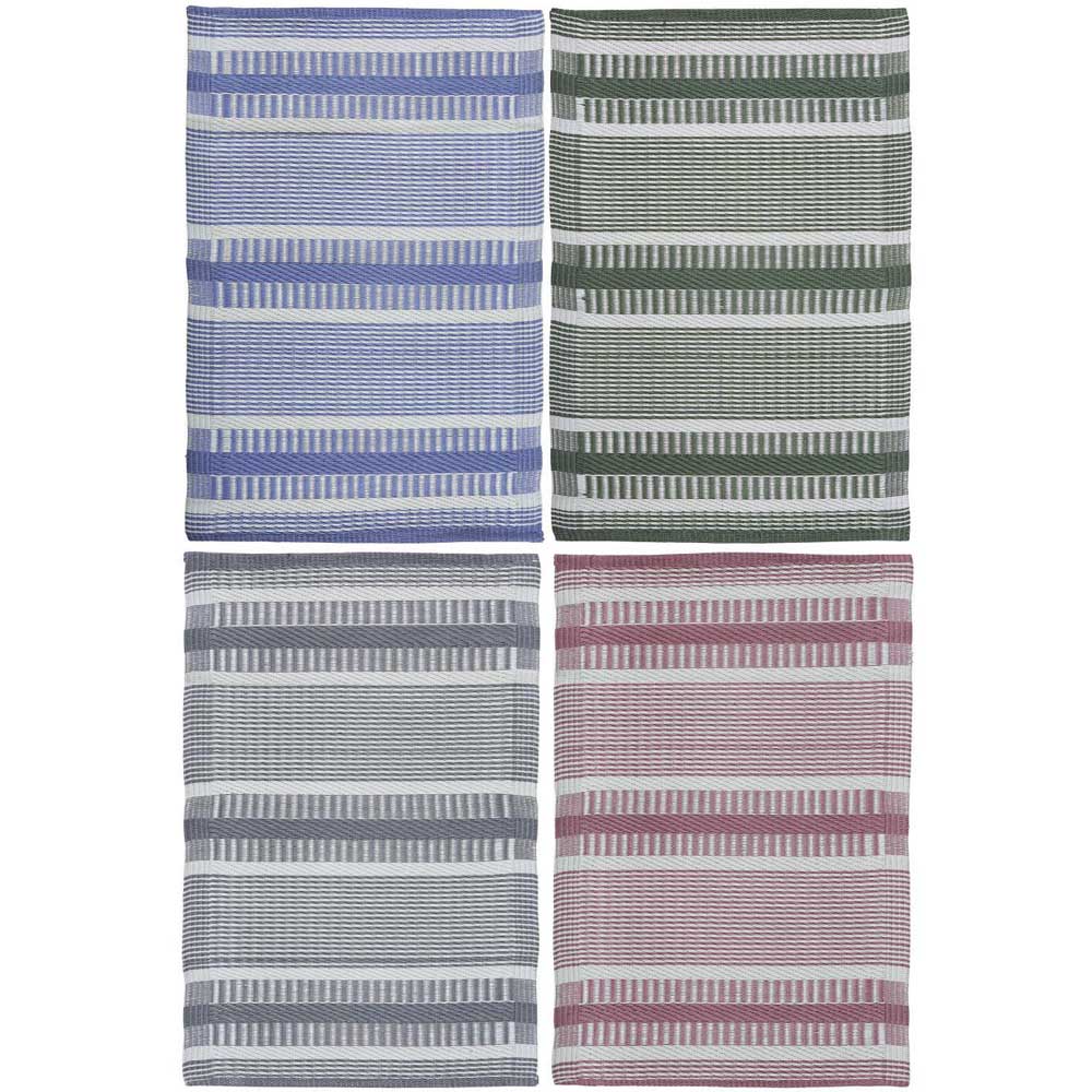 Ib Laursen gulvmåtte rosa stribet recycled plastik 60x90cm