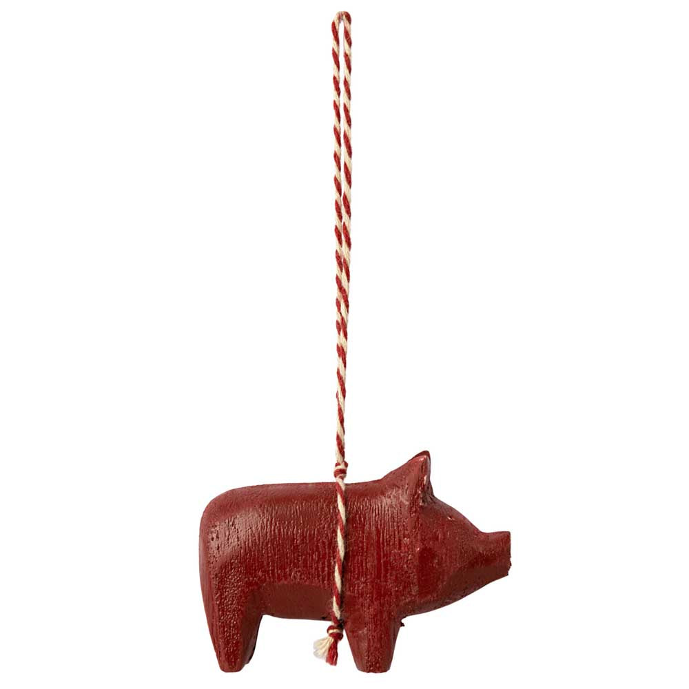 Maileg Træ gris til ophæng rød