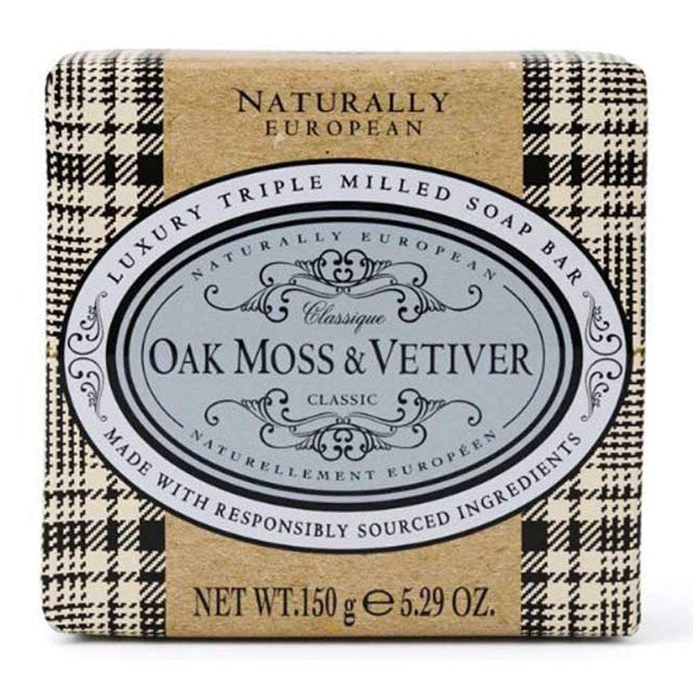 Naturally European Triple Milled Soap Oak Moss & Vetiver 150g