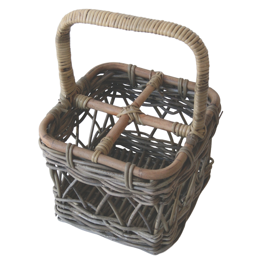 Aafod Flaskekurv 4 flasker Grå Rattan