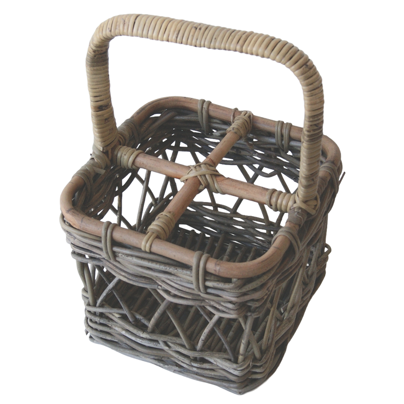 Aafod Flaskekurv 4 flasker Grå Rattan