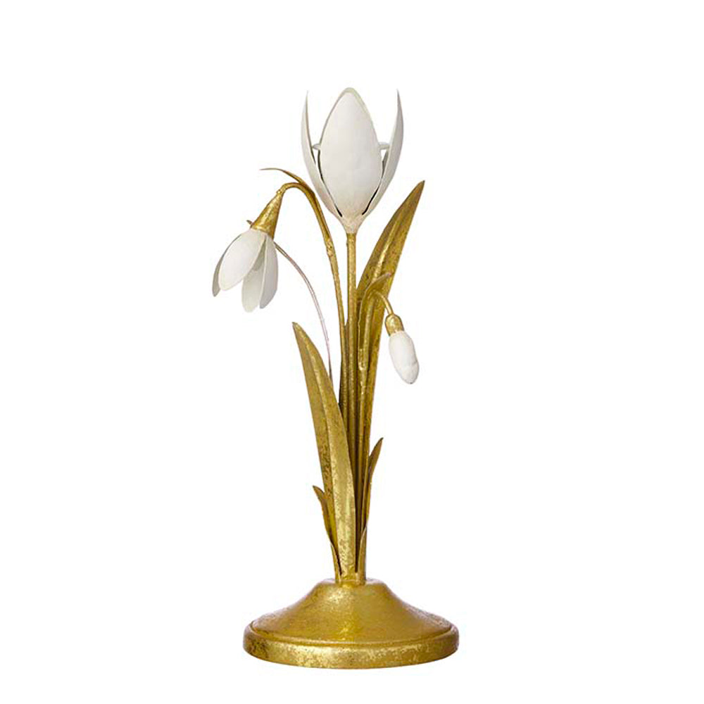 Bungalow Golden candle holder Snowdrops 22cm
