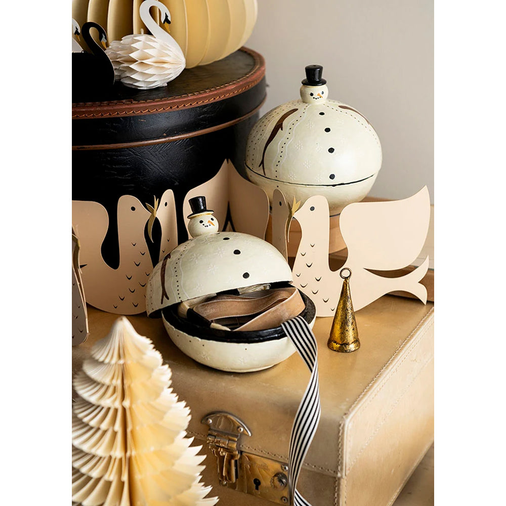 Bungalow Dekorationsboks Snowman Ivory Ø12,5cm