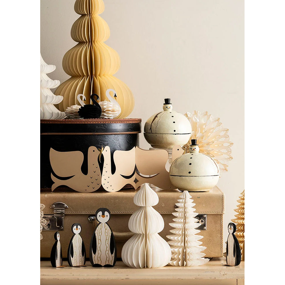 Bungalow Honeycomb Penguins H11/14cm Sort/Offwhite 2stk