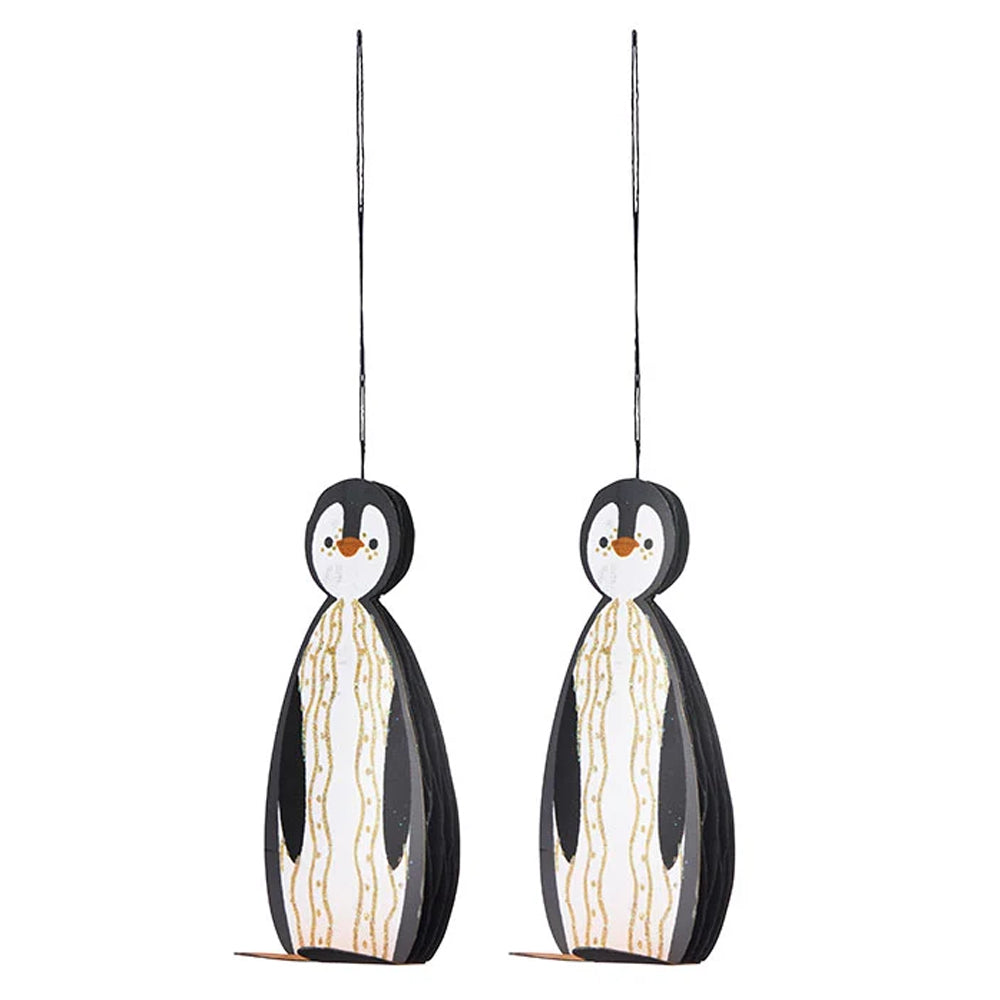 Bungalow Honeycomb Penguins H8,5cm Sort/Offwhite 2stk