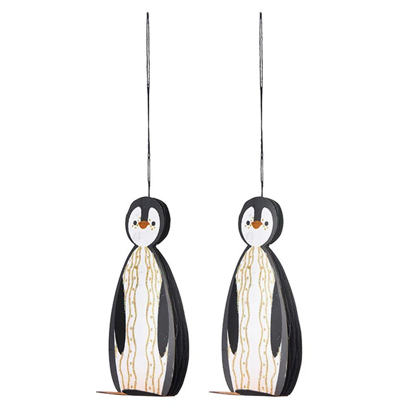 Bungalow Honeycomb Penguins H8,5cm Sort/Offwhite 2stk
