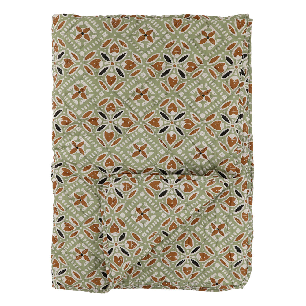 Chic Antique Aix Quilt med Batikmønster Verte & Terracotta L180xB130cm