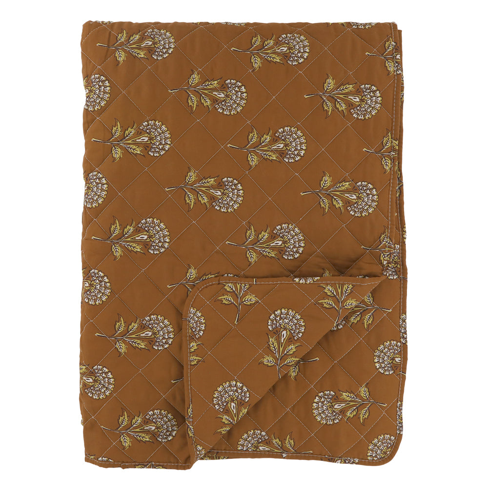 Chic Antique Aix Quilt med Blomstermønster Terracotta L180xB130cm