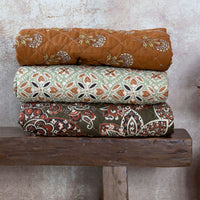 Chic Antique Aix Quilt med Blomstermønster Terracotta L180xB130cm