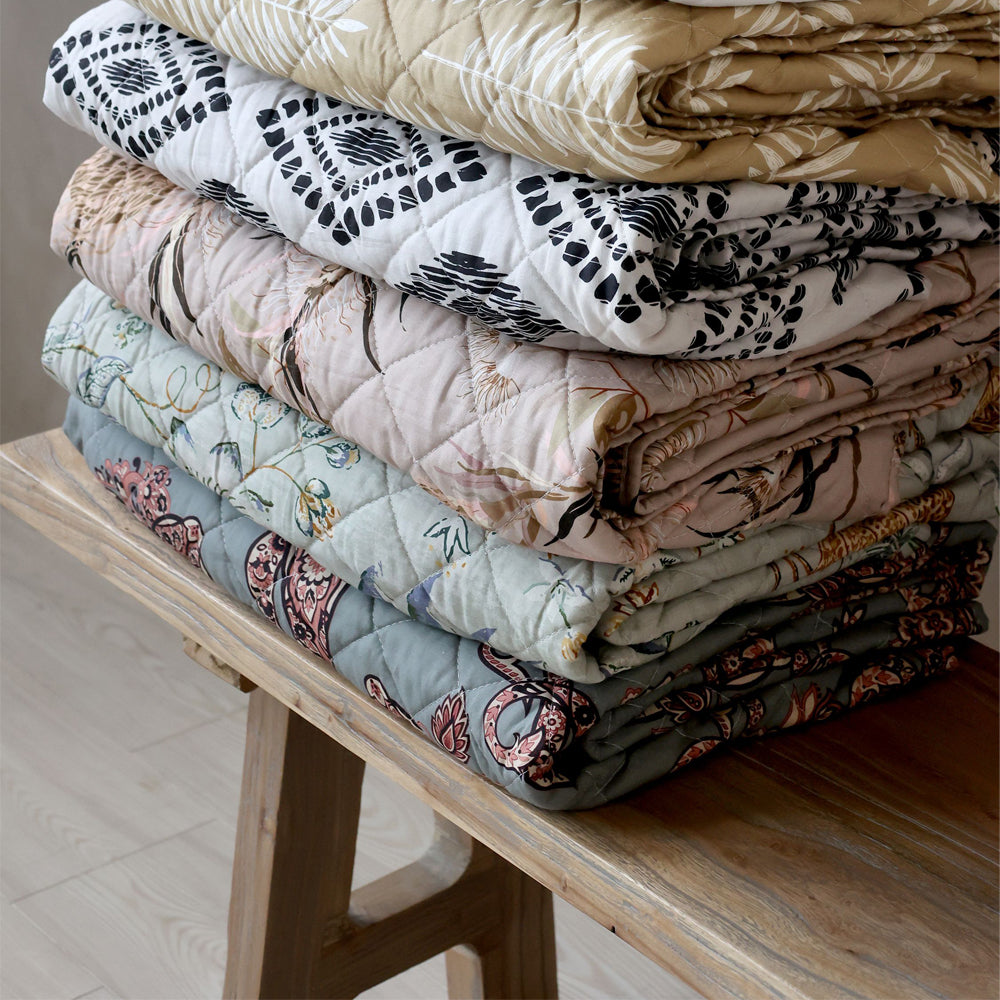 Chic Antique Aix Quilt med Paisleymønster Opal & Taupe L180xB130cm