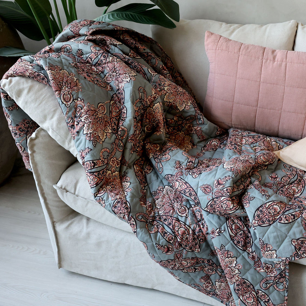 Chic Antique Aix Quilt med Paisleymønster Opal & Taupe L180xB130cm