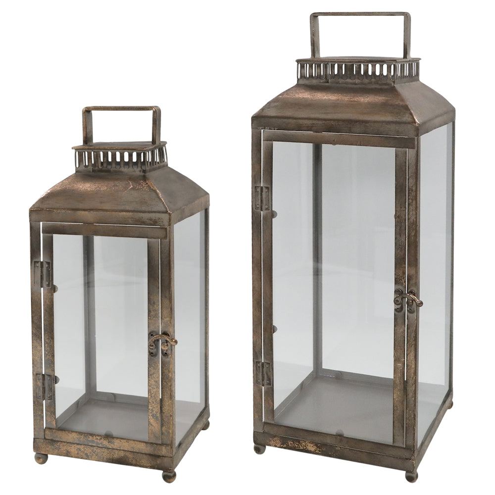 Chic Antique Lanterne m. Riller Antique Guld