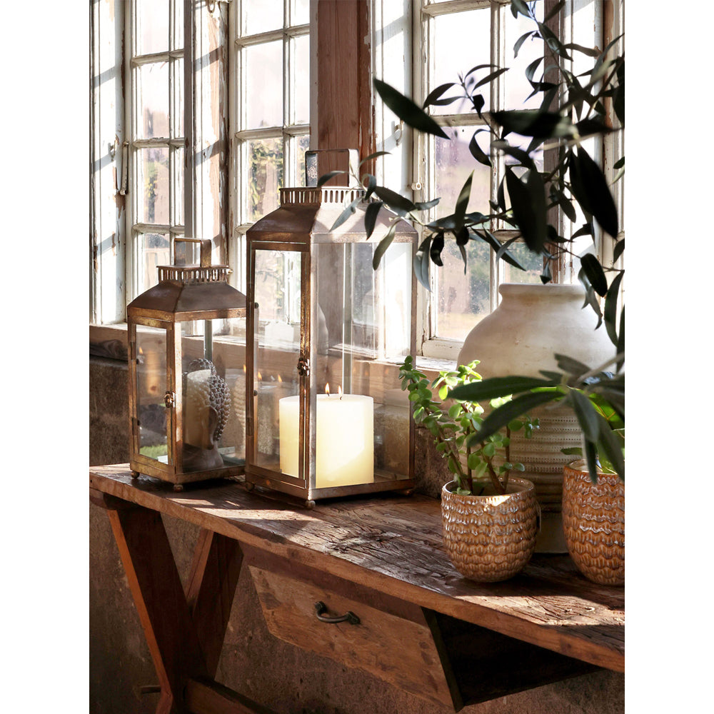 Chic Antique Lanterne m. Riller Antique Guld