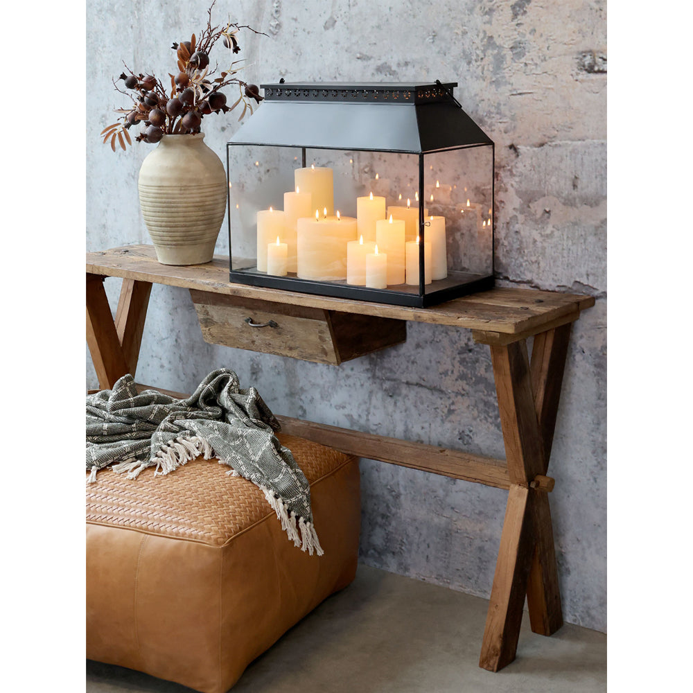 Chic Antique Lanterne Stor m. Mønster Antique Sort