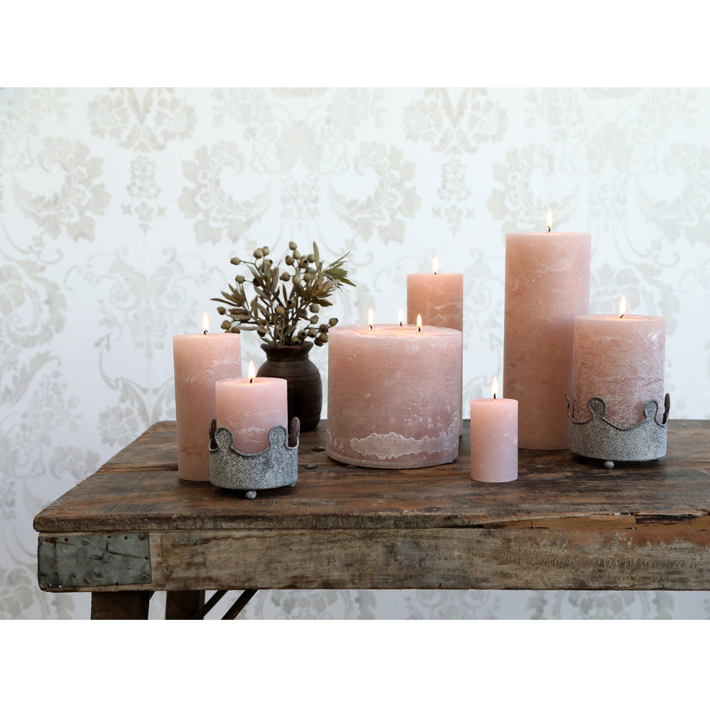 Chic Antique Macon Bloklys Rustik Støvet Rosa 150t H25xØ10cm