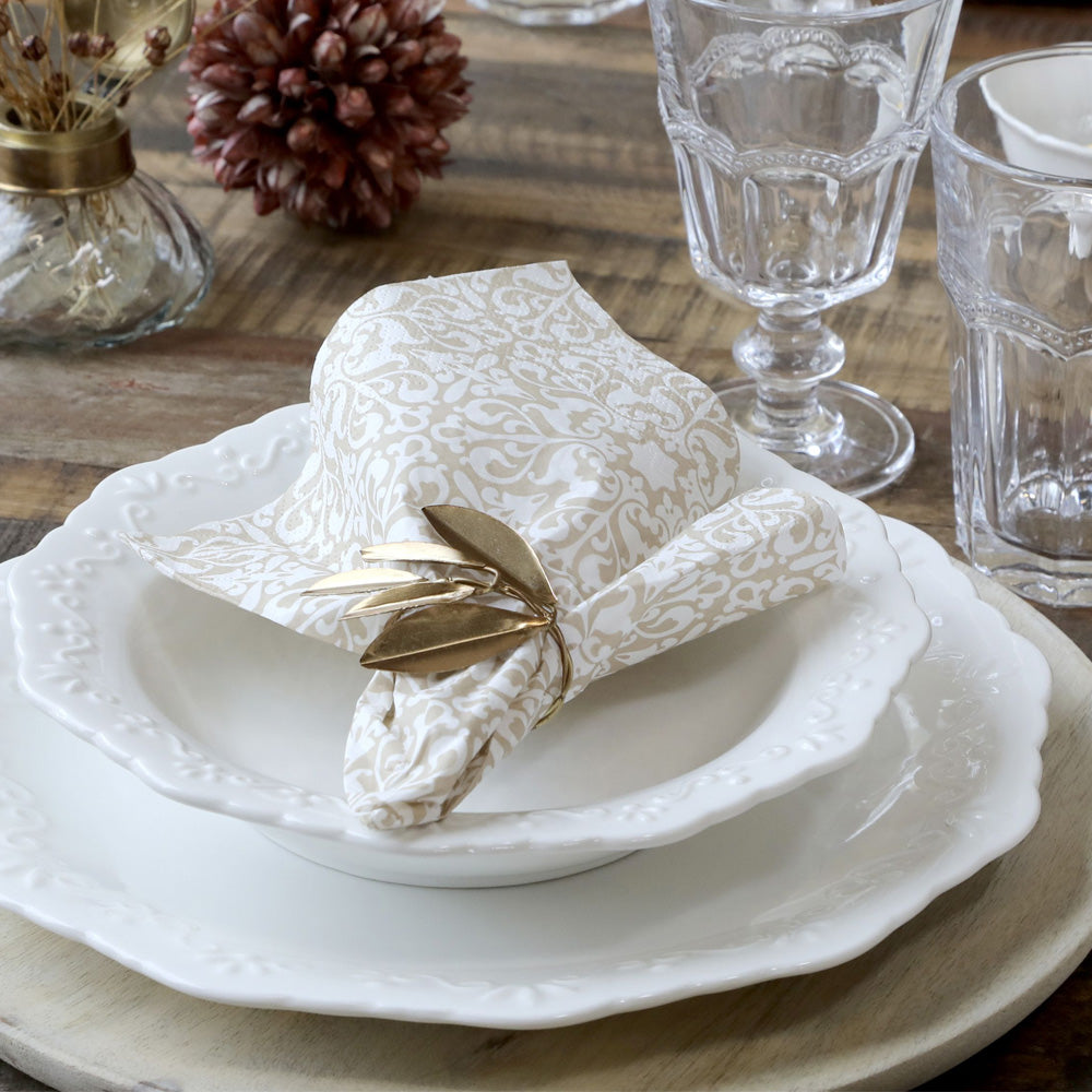 Chic Antique Papirservietter Med Mønster Hør 16x16cm