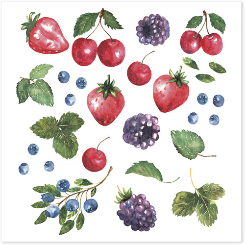 Chic Antique Papirservietter Med Vilde Bær Hvid 16x16cm