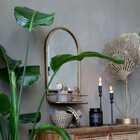 Chic Antique Spejl med Hylde Antik Messing