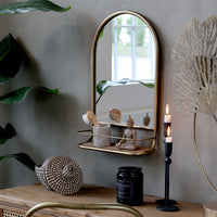 Chic Antique Spejl med Hylde Antik Messing