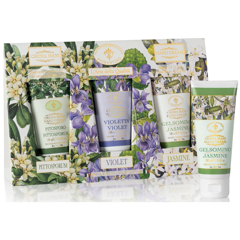 Fiorentino Gaveæske 3 Håndcremer Pittosporum Violet Jasmine 3x100ml