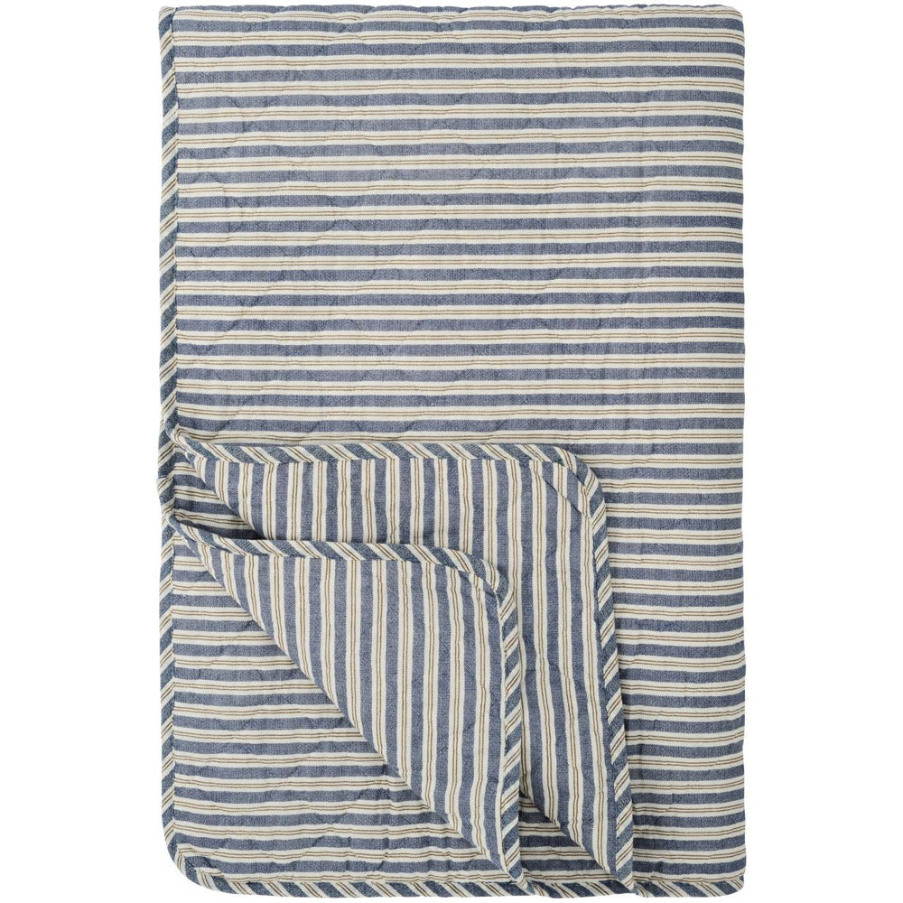 Ib Laursen Quilt m/Blå og Brune Striber 130x180cm