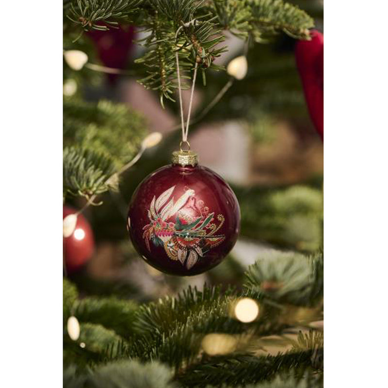 Ib Laursen Julekugle med Papegøjemotiv og Glitter