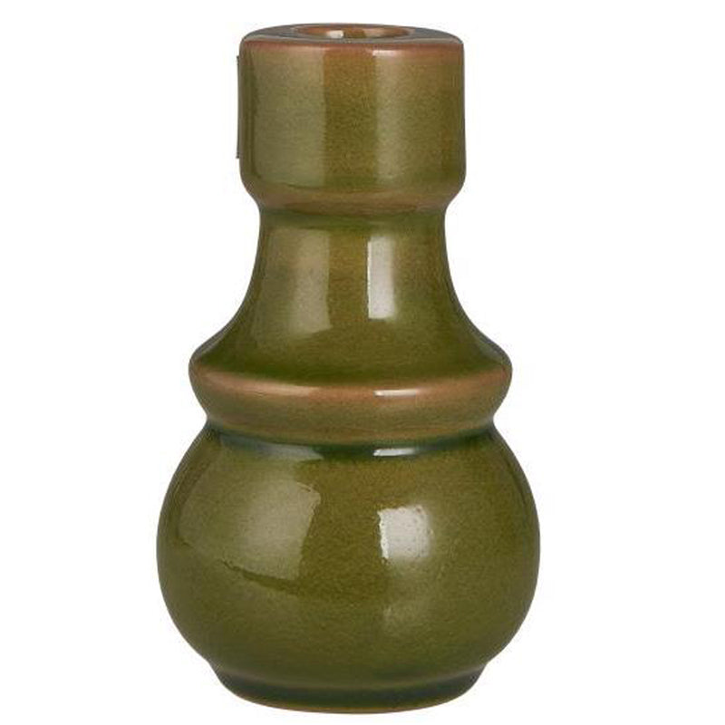 Ib Laursen Lysestage til 2,2cm Lys Torino Krakeleret Glasur Grøn H13xØ7,5cm