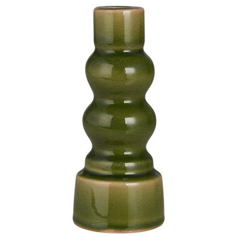 Ib Laursen Lysestage til 2,2cm Lys Torino Krakeleret Glasur Grøn H16,5xØ6,9cm