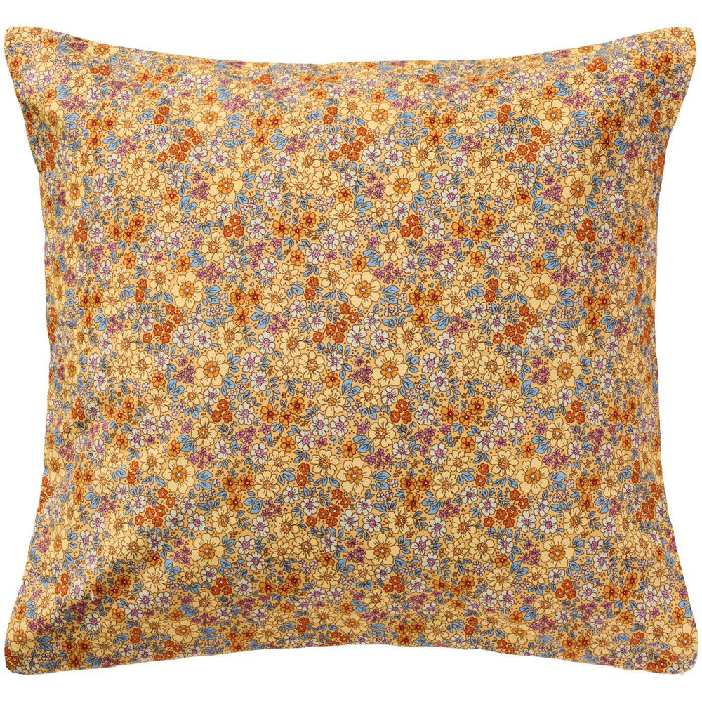Ib Laursen Pudebetræk Gul m/Gule Blå Orange og Lilla Blomster 60x60cm