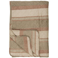 Ib Laursen Quilt Beige m/Brune og Rustfarvede Striber 130x180cm