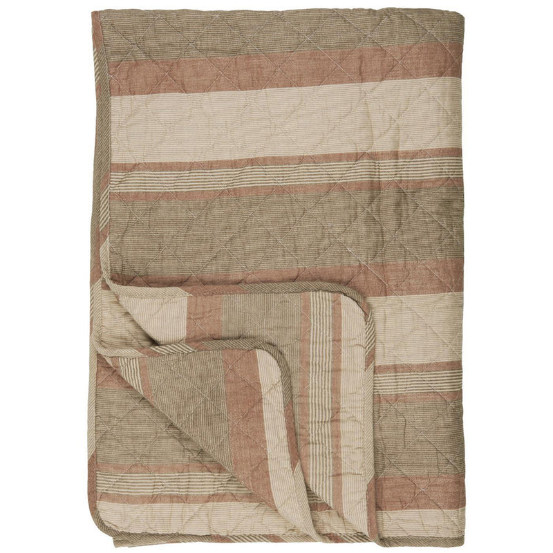 Ib Laursen Quilt Beige m/Brune og Rustfarvede Striber 130x180cm