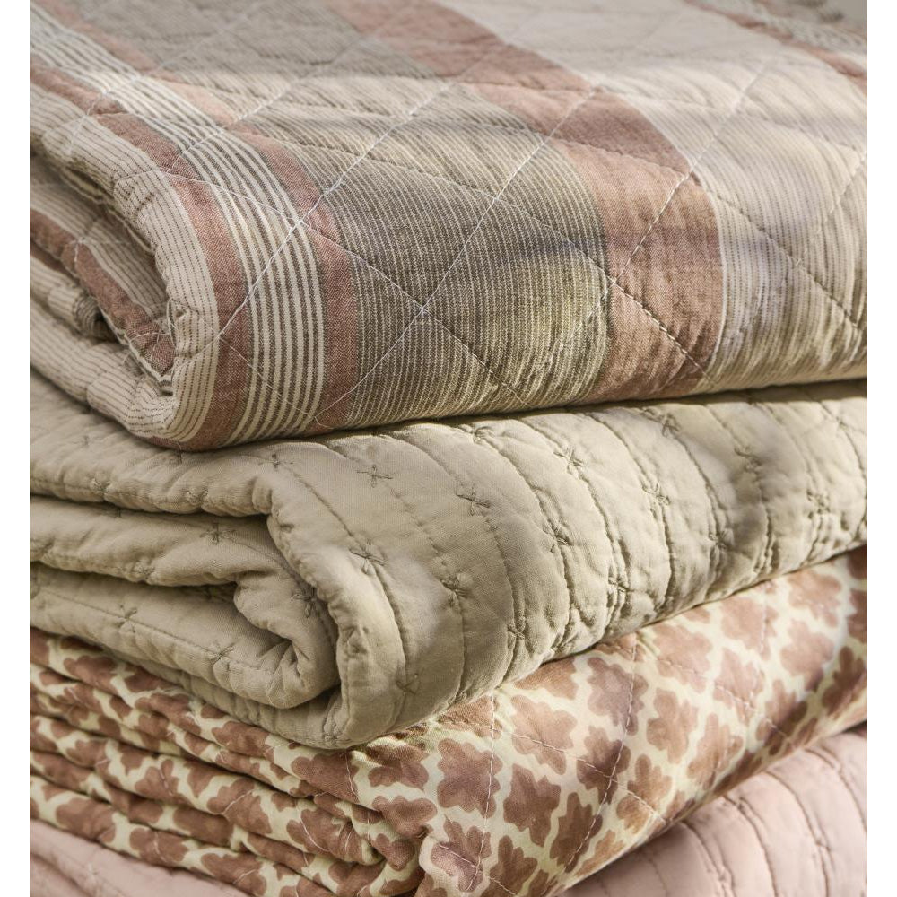 Ib Laursen Quilt Beige m/Brune og Rustfarvede Striber 130x180cm