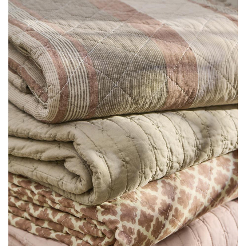 Ib Laursen Quilt Beige m/Brune og Rustfarvede Striber 130x180cm