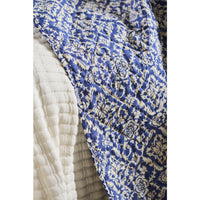 Ib Laursen Quilt Blå m/Naturfarvet Blokmønster 130x180cm