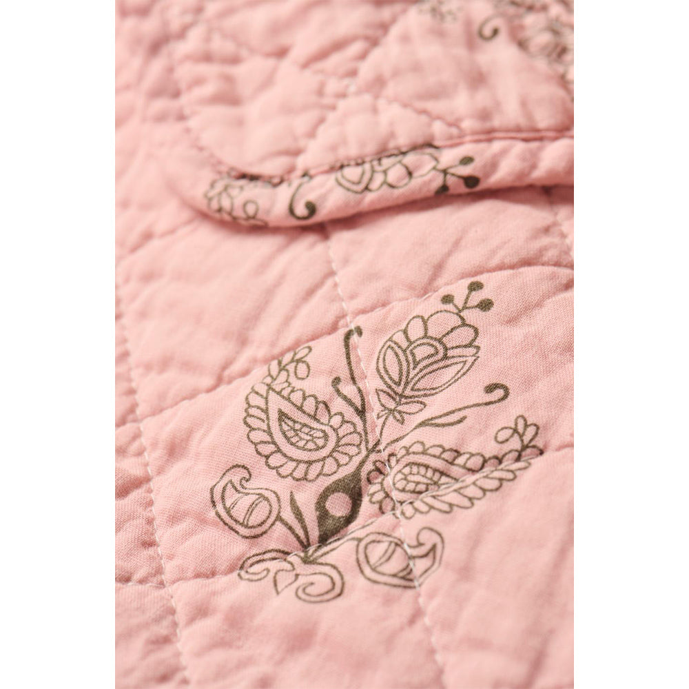 Ib Laursen Quilt Rosa med Mørkegråt Blokmønster 130x180cm