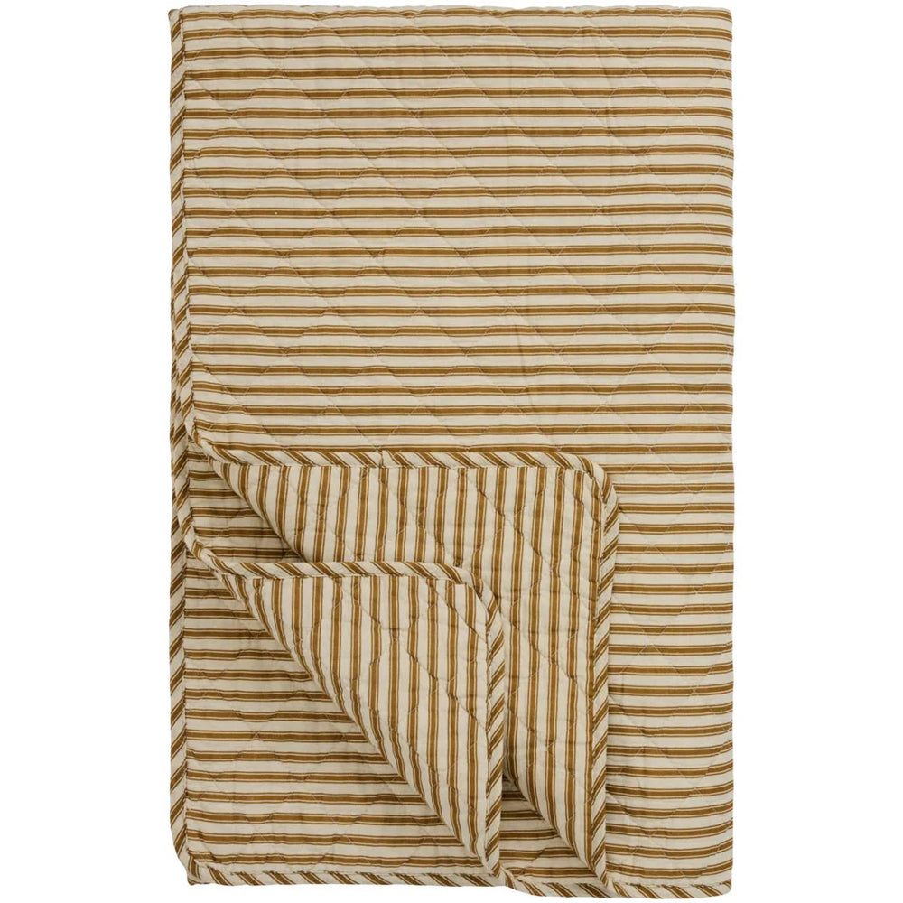 Ib Laursen Quilt Sand m/ Ochre Green Striber 130x180cm