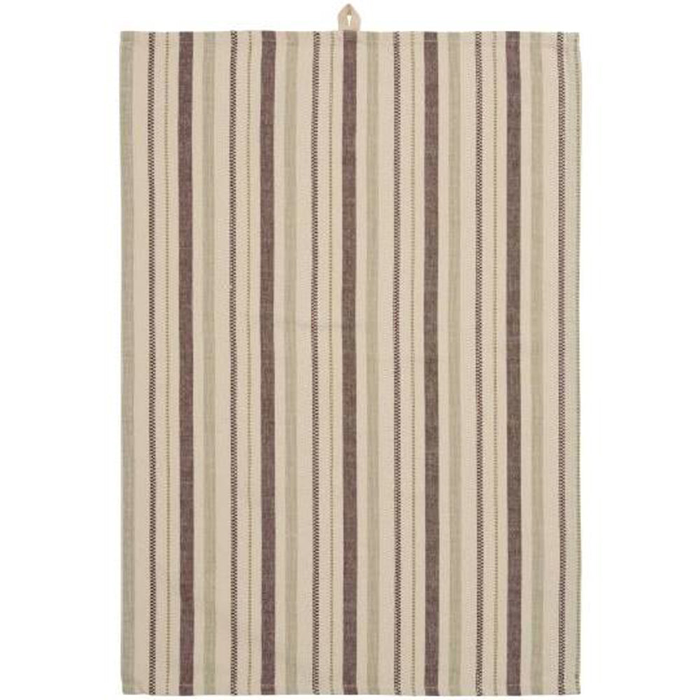 Ib Laursen Viskestykke Sabrina m/Brune & Grønne Striber 50x70cm